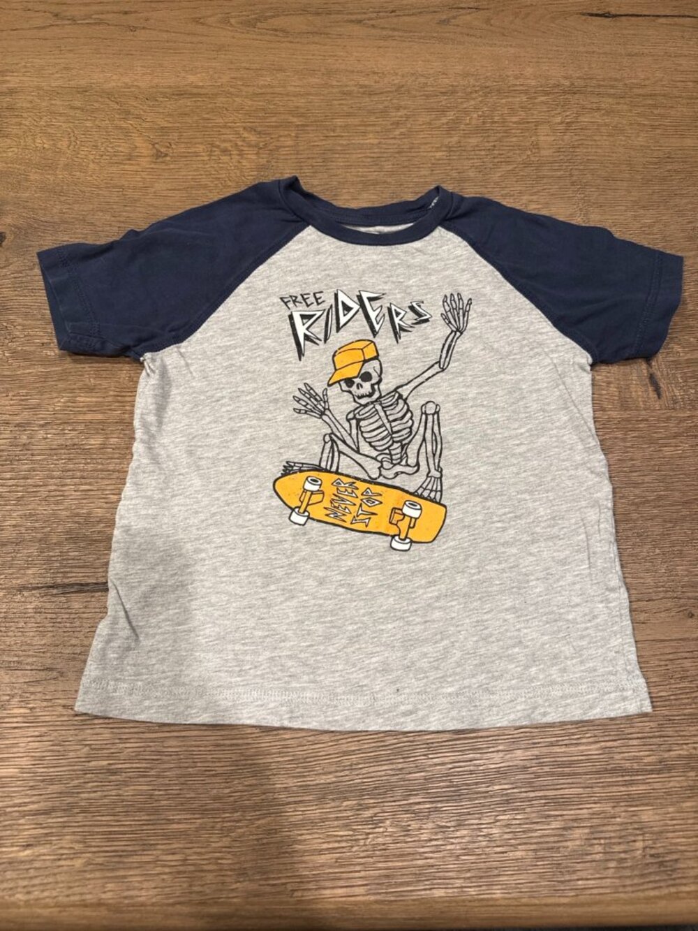 Zara Boys Graphic Tee Size 5 – Free Riders Skeleton Skateboard